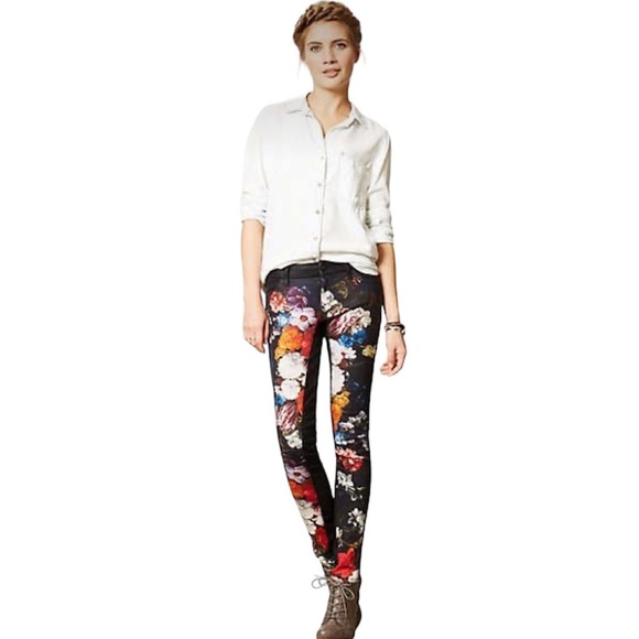 Koral Coated Floral Skinny Jeans for Anthropologie Size 26 - Picture 12 of 12